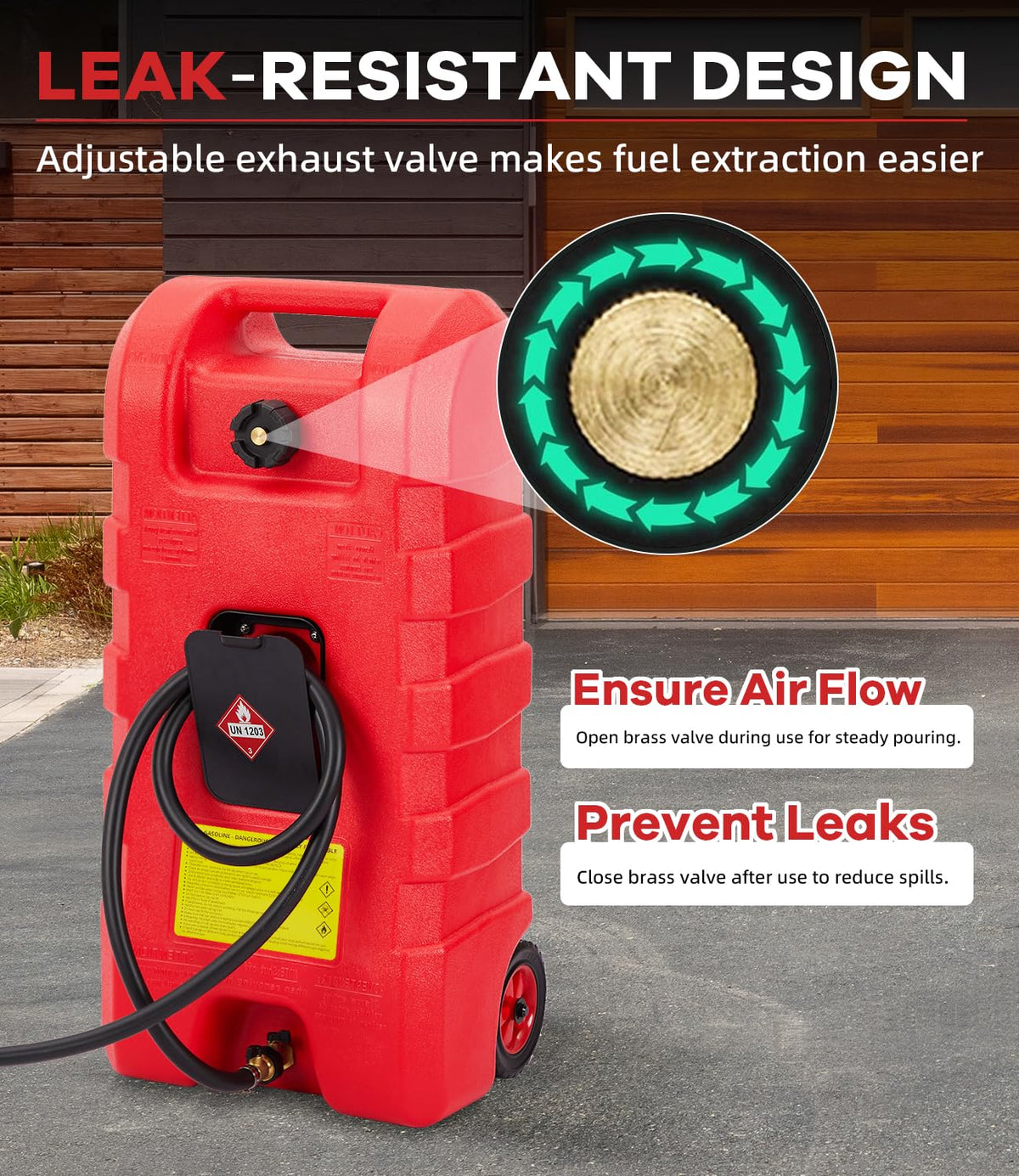 15 gal Red Portable Gas Can with Pump and Hose V3946