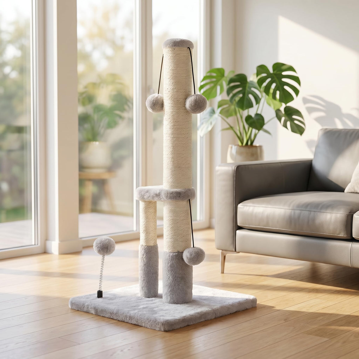 Tall Cat Scratching Post with Sisal Rope and 4 Balls G473