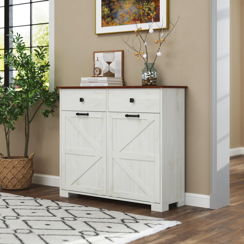 White 20 Gallon Tilt Out Trash Cabinet F290985