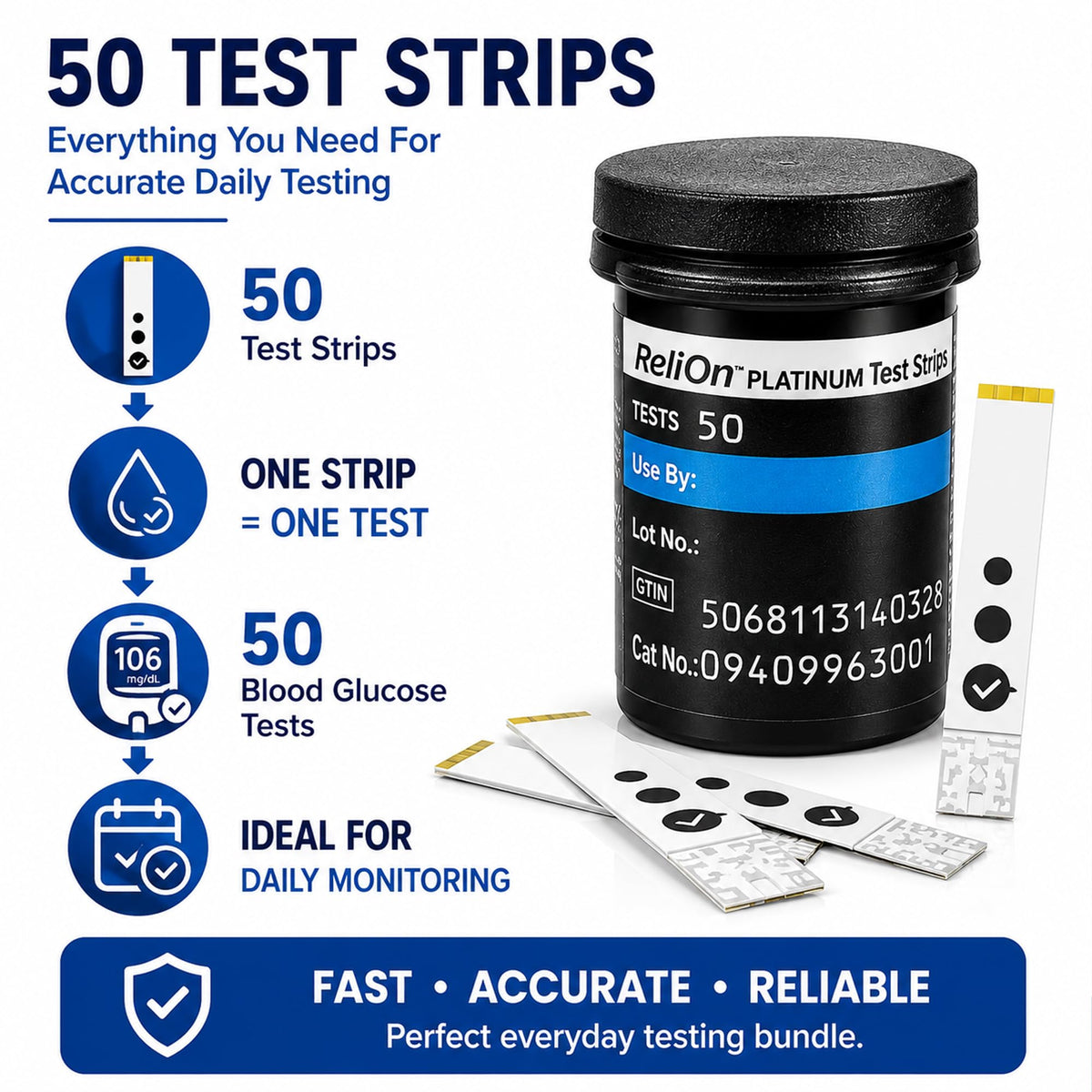 Test Strips 50 count + Lancets for Glucose Monitor Kit R5482