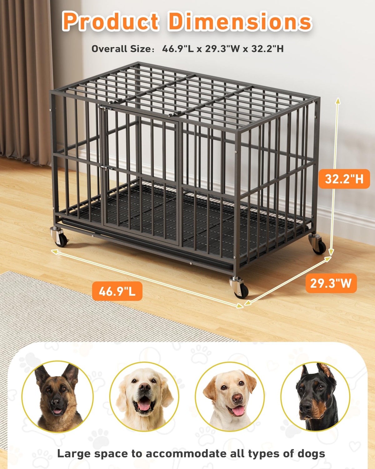 48 Inch Heavy Duty Black Dog Kennel X5797