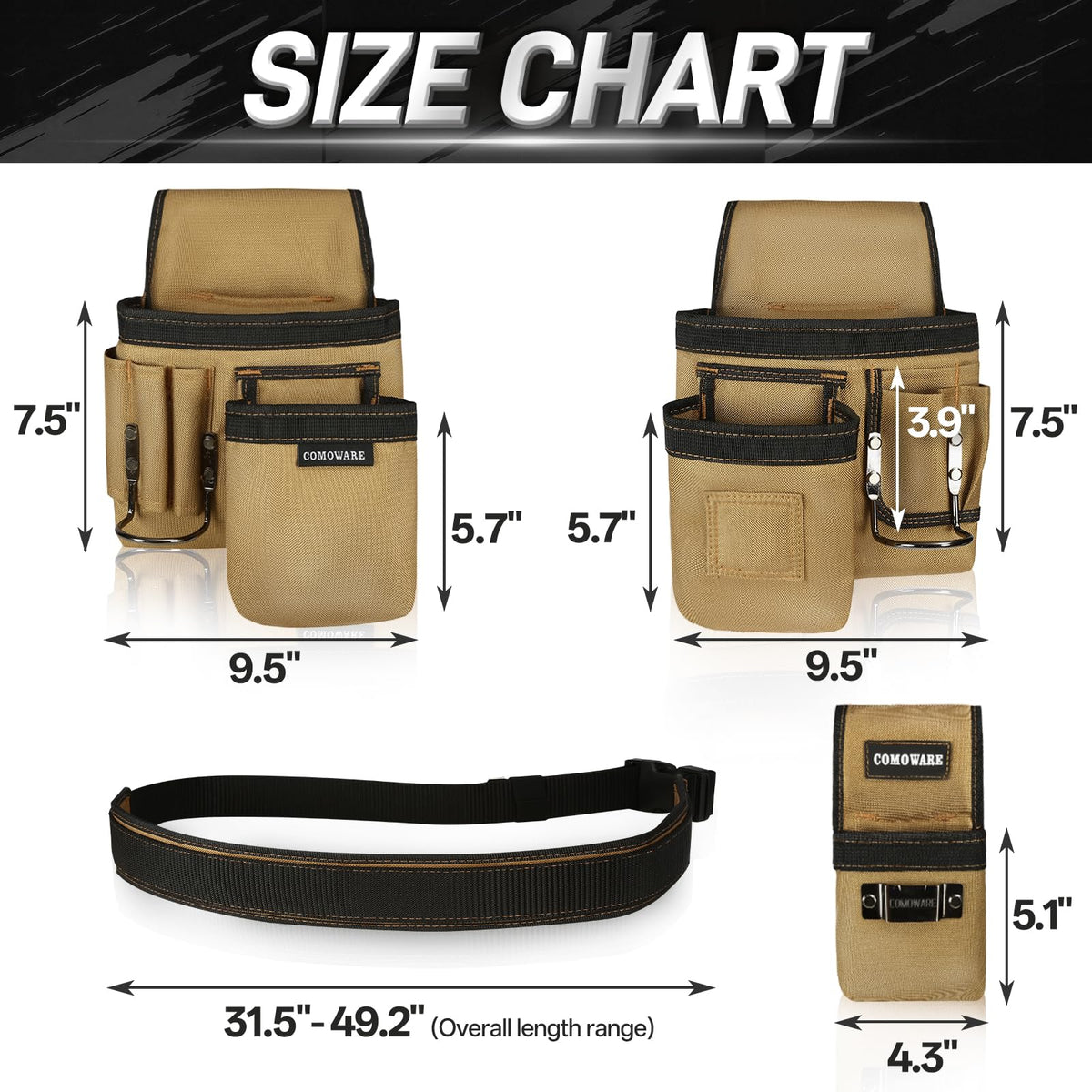Tool Belt with Adjustable Belt & Magnetic Zone A69259
