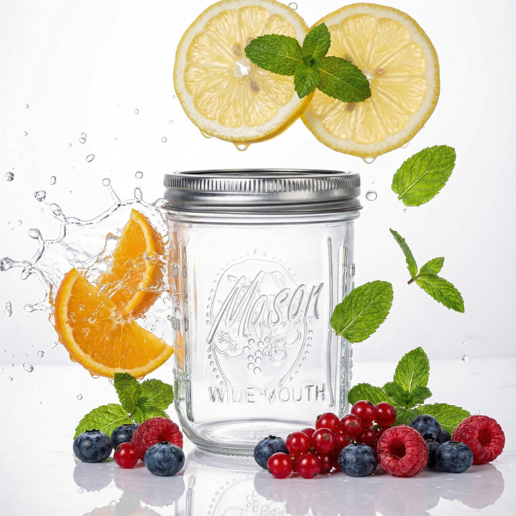12 Pack 16 oz Wide Mouth Glass Mason Jars with Lids C86876