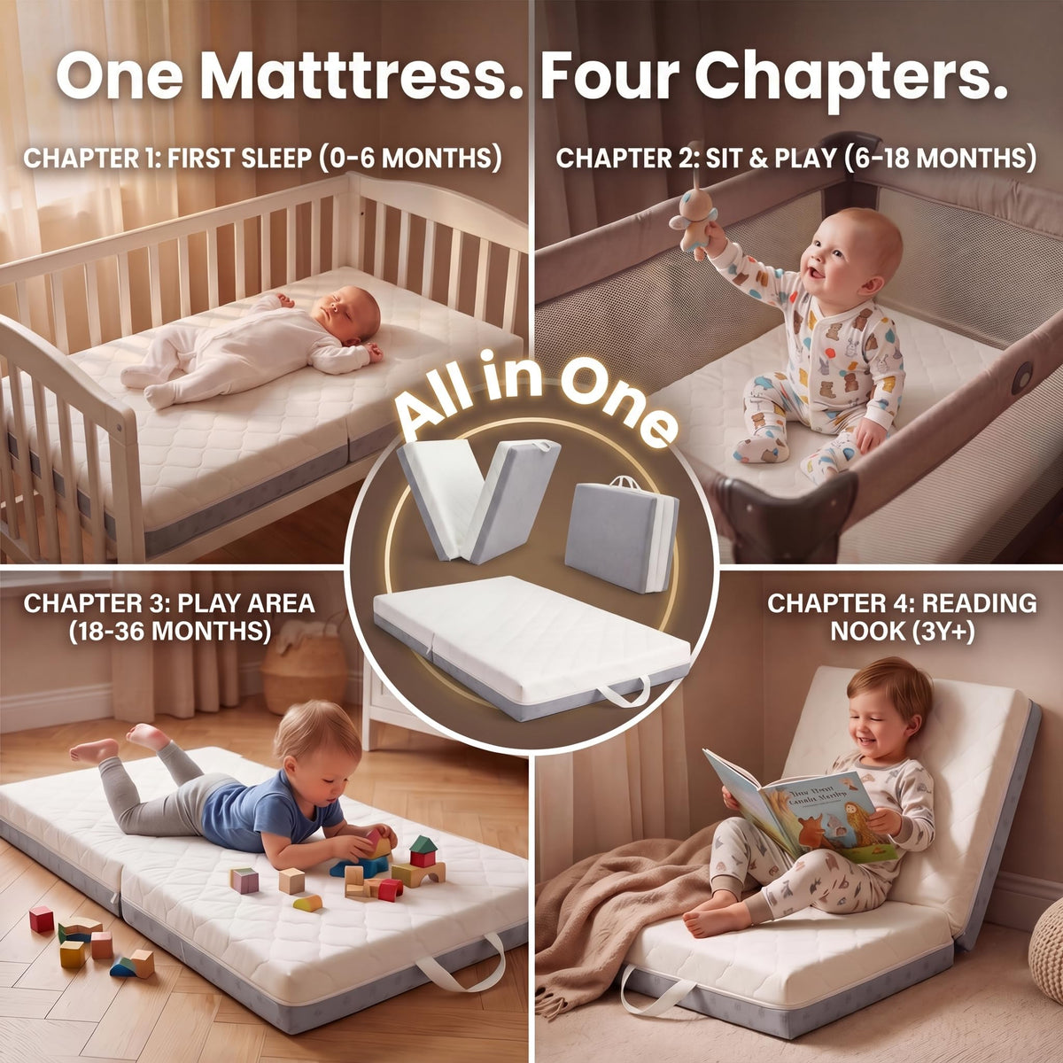 Pack and Play Mattress Pad Bi-Fold Memory Foam E431
