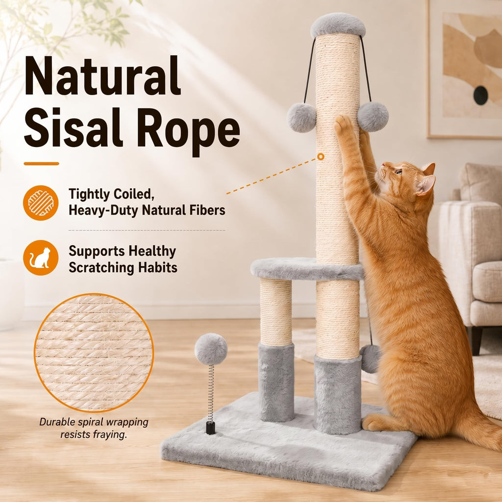 Tall Cat Scratching Post with Sisal Rope and 4 Balls G473