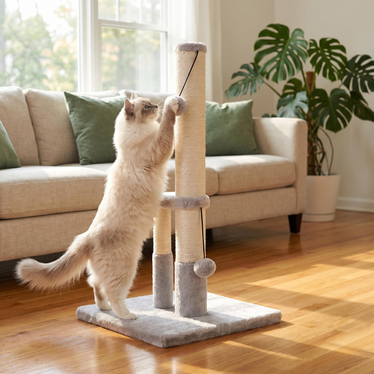 Tall Cat Scratching Post with Sisal Rope and 4 Balls G473