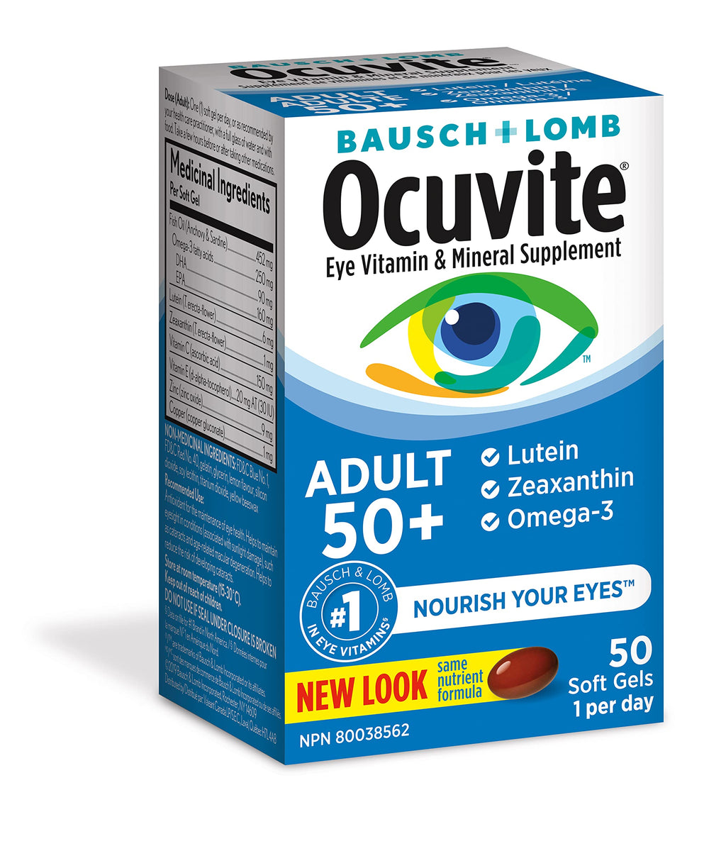 Eye Vitamin & Mineral Supplement with Omega-3, Zinc, Lutein & Zeaxanthin, 50 Softgels D18216