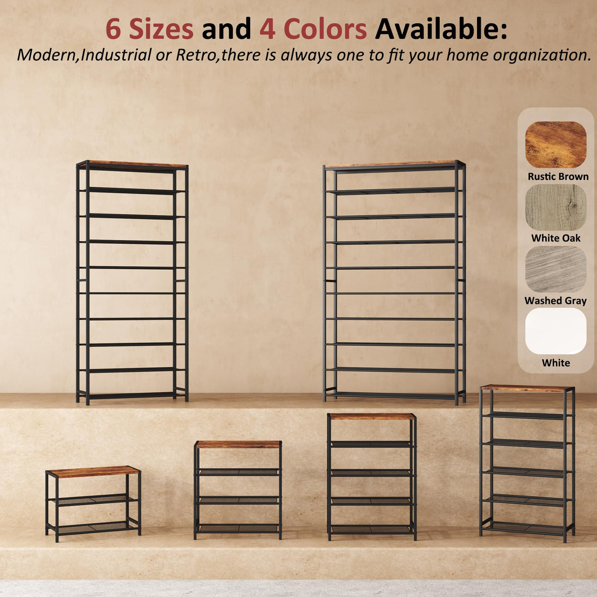 3-Tier Narrow Shoe Rack with Metal Shelves C31767