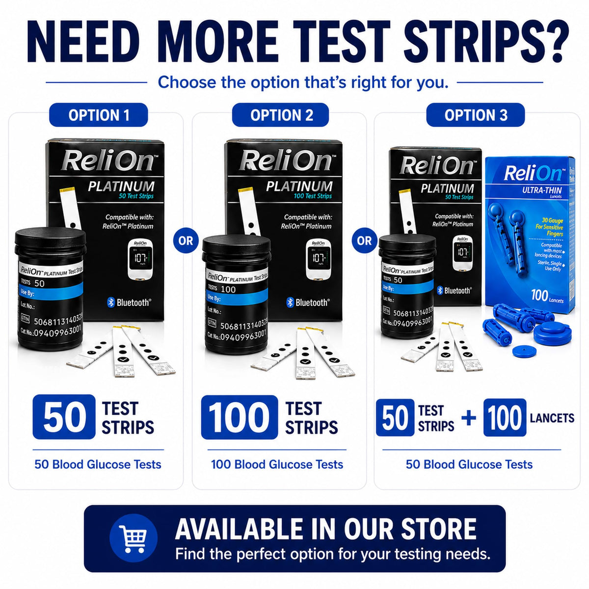 Test Strips 50 count + Lancets for Glucose Monitor Kit R5482