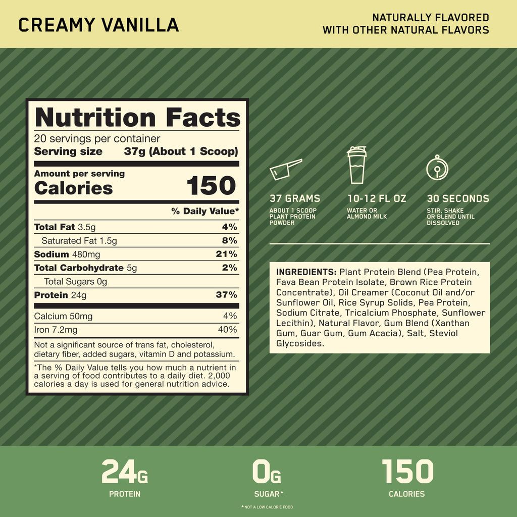 Plant Based Protein Powder Creamy Vanilla 20 Servings Z4216