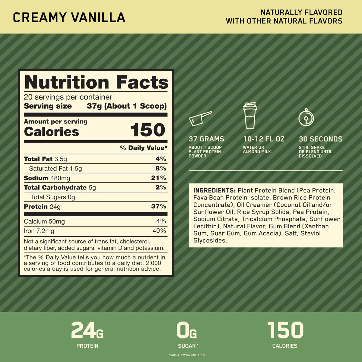 Plant Based Protein Powder Creamy Vanilla 20 Servings Z4216