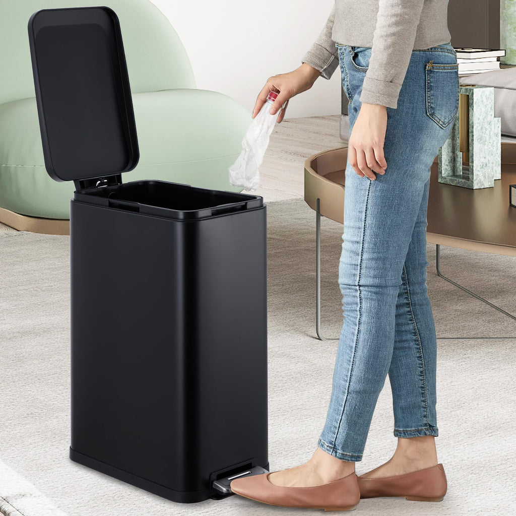 50L Stainless Steel Step Trash Can with Lid O36505