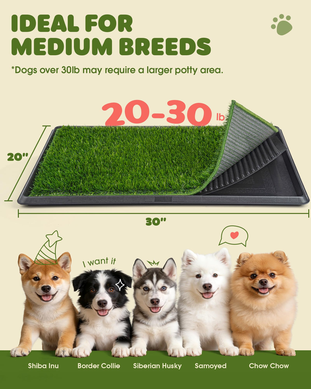 3 Layer Dog Grass Pad with Tray 30" x 20" B469565