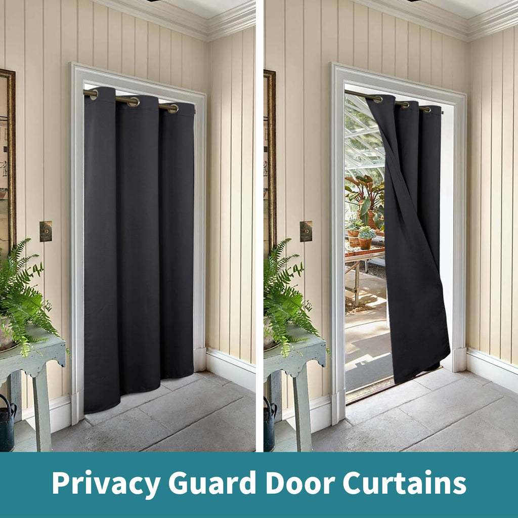 Dark Grey 34 x 80 Inch Thermal Insulated Blackout Curtain Q215532