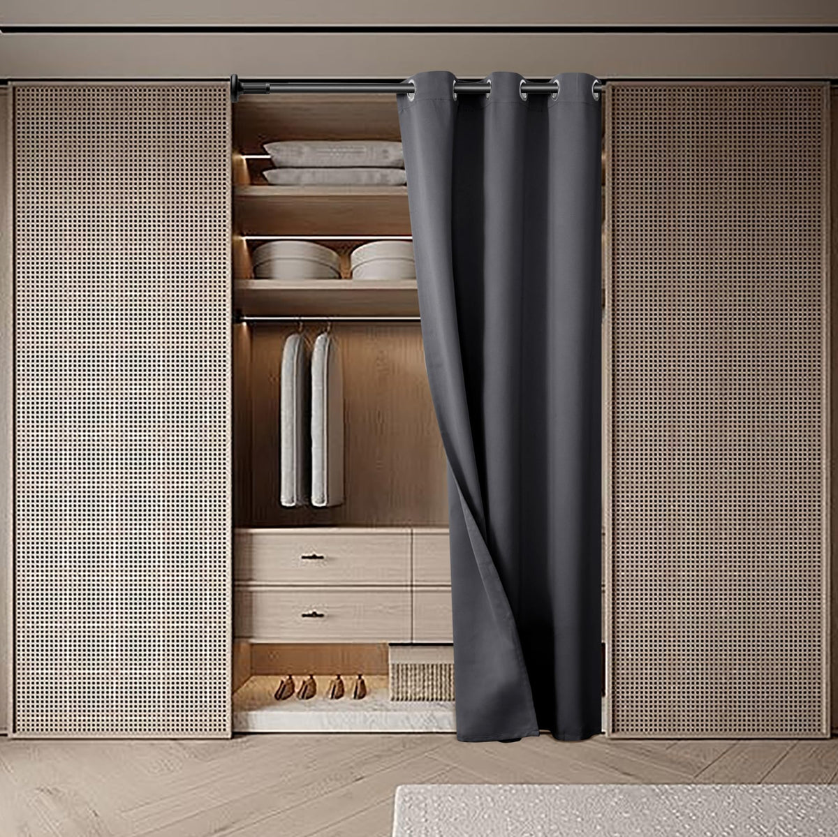 Dark Grey 34 x 80 Inch Thermal Insulated Blackout Curtain Q215532