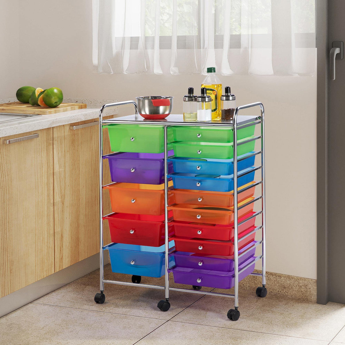 15 Drawer Rolling Storage Cart K8838