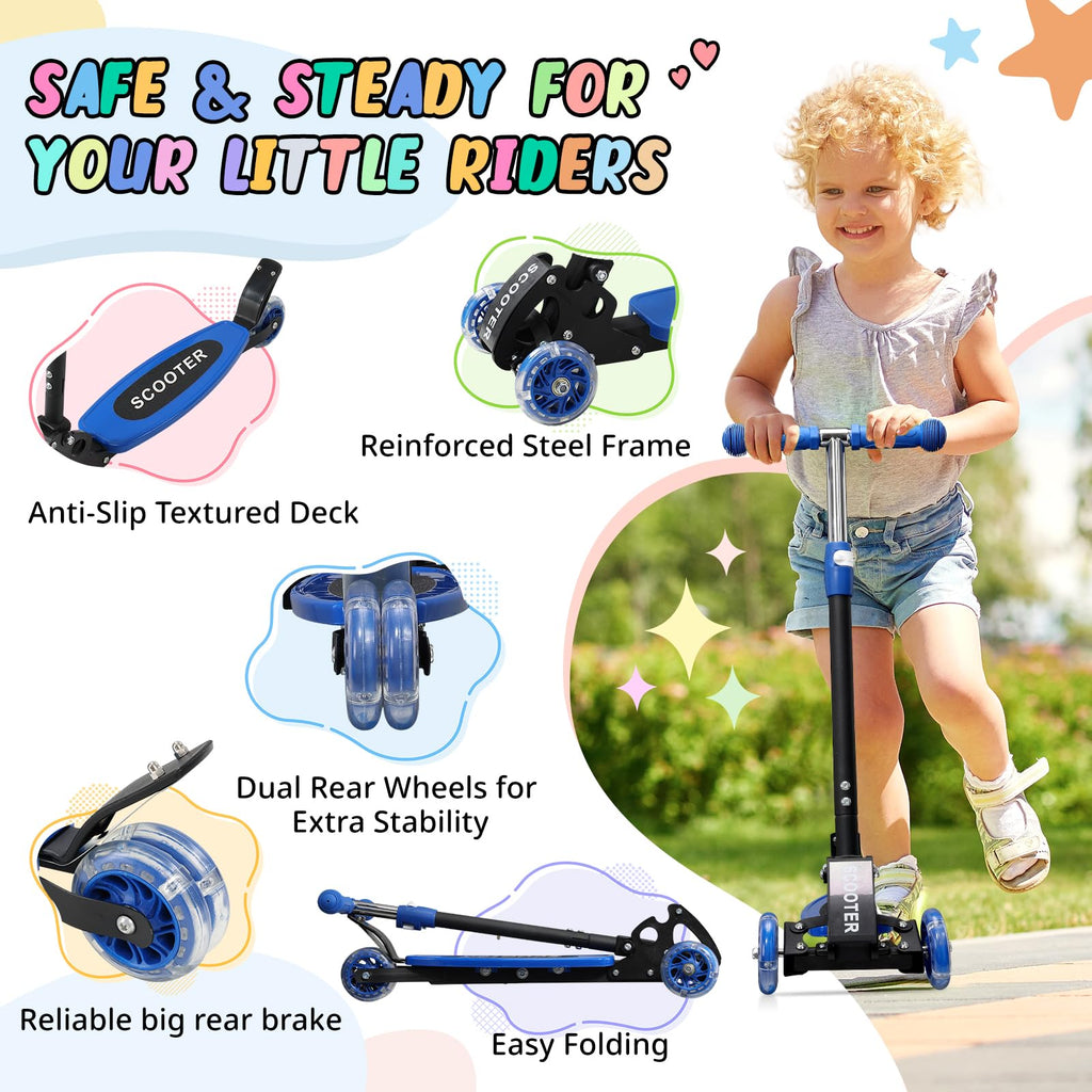 3 Wheel Kids Kick Scooter with Light-Up Wheels and Adjustable Handlebar C3311