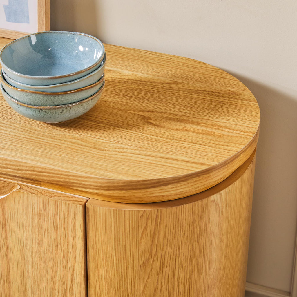 70 Inch White Oak Wood Sideboard TV Stand with Storage H7117