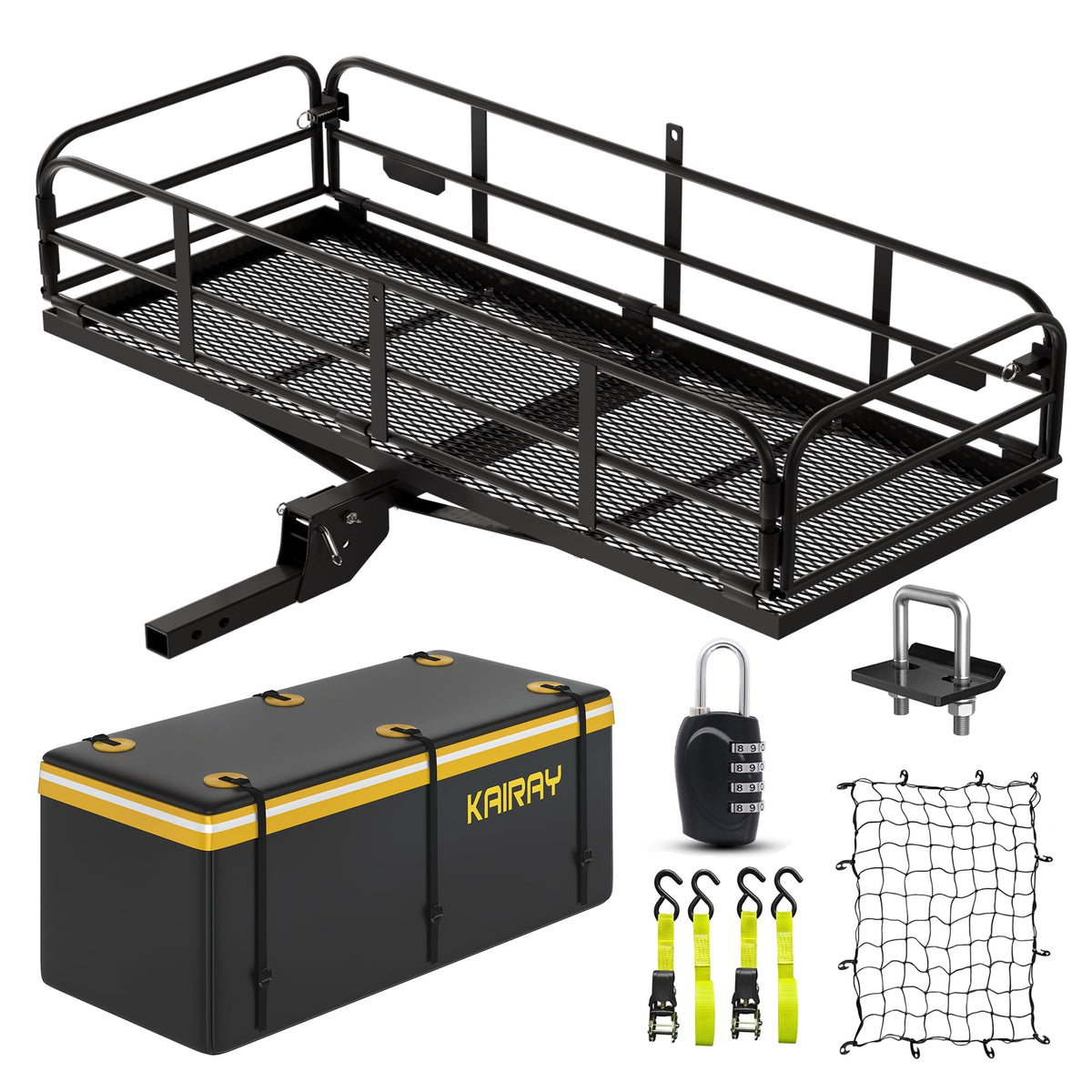 500 Lbs Heavy Duty Hitch Mount Cargo Carrier 60"x24"x14.4" Folding F4883