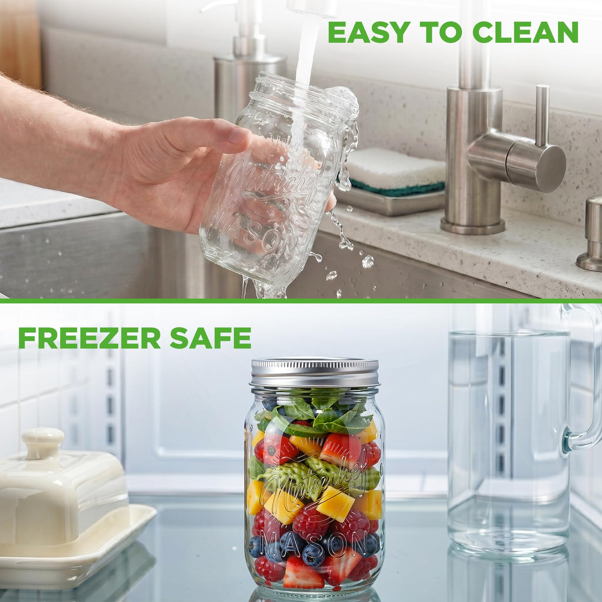 16 oz. Wide Mouth Glass Food Storage Containers with Lids, 12 Pcs W9787