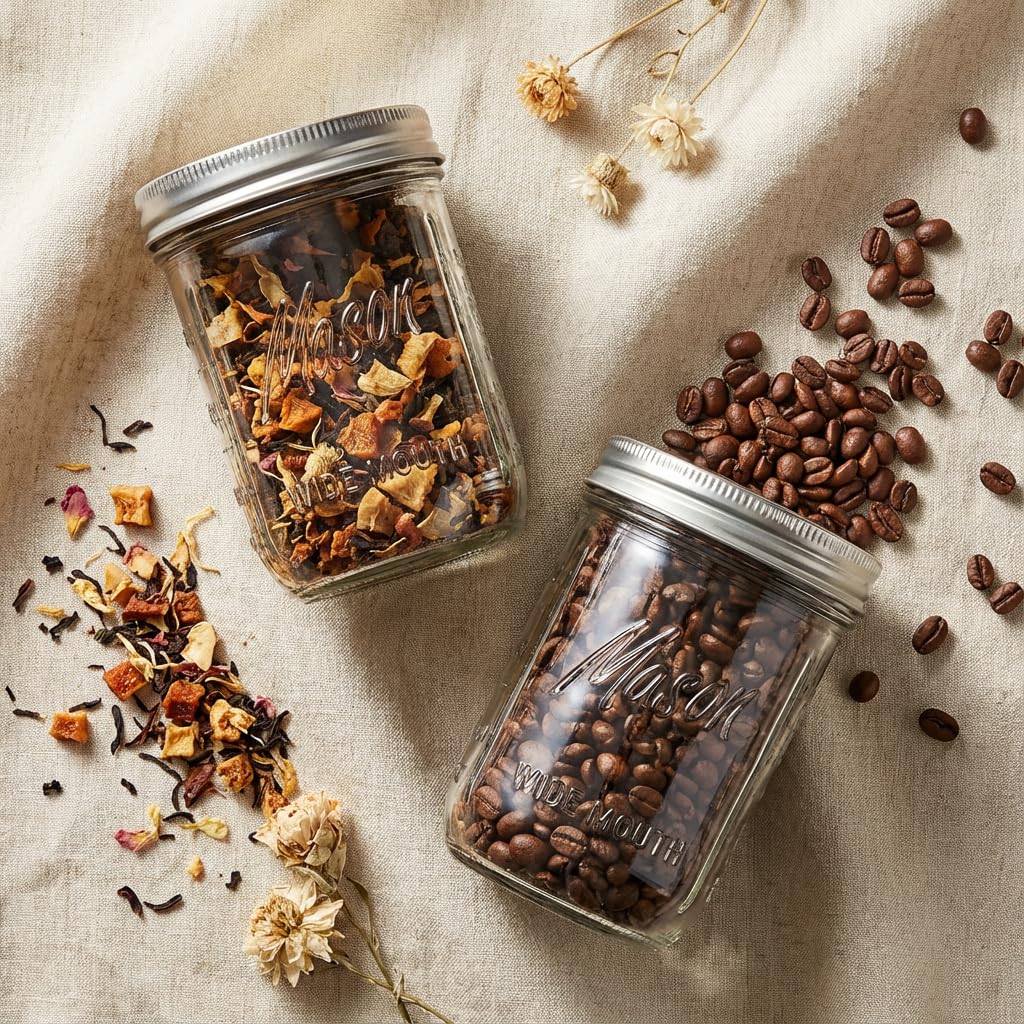12 Pack 16 oz Wide Mouth Glass Mason Jars with Lids C86876