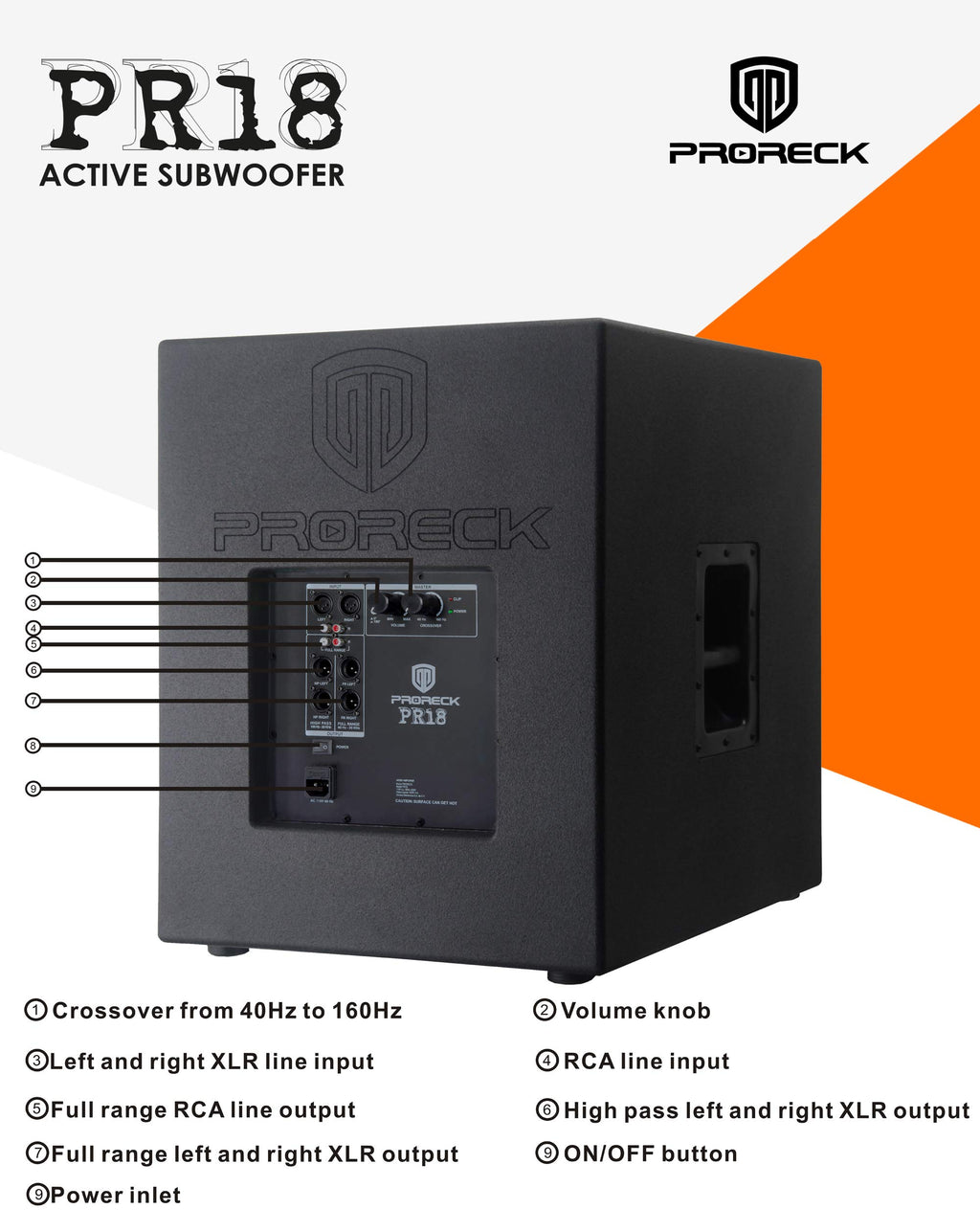 18 inch 2000W Powered PA Subwoofer D8151
