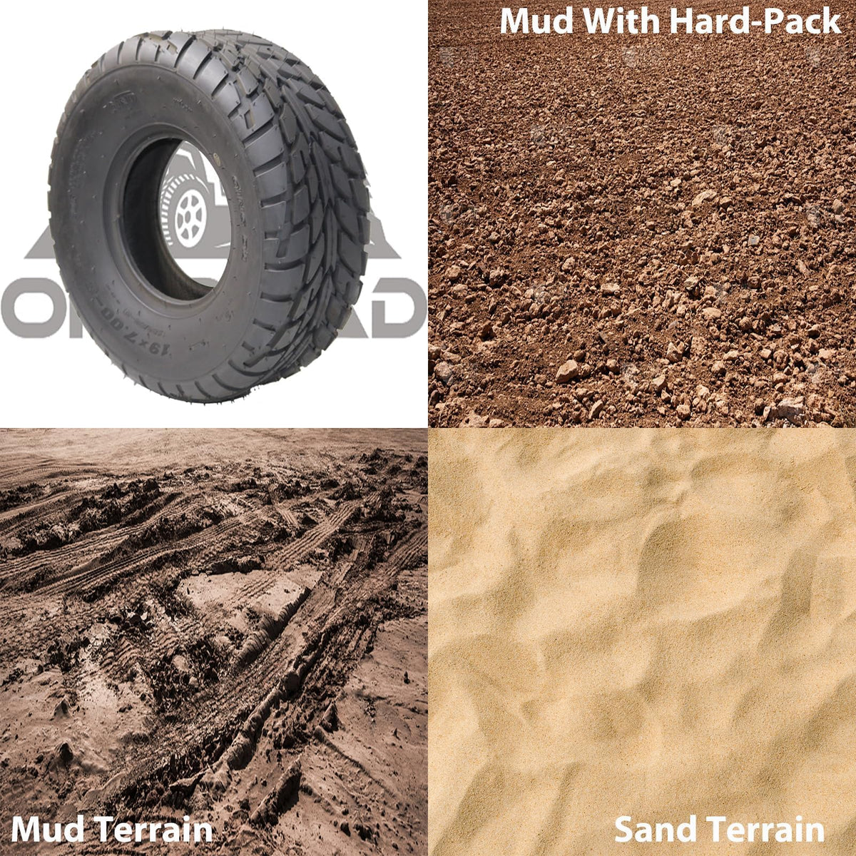 2 Pack 19X7-8 Tubeless All Terrain ATV Tires O920356