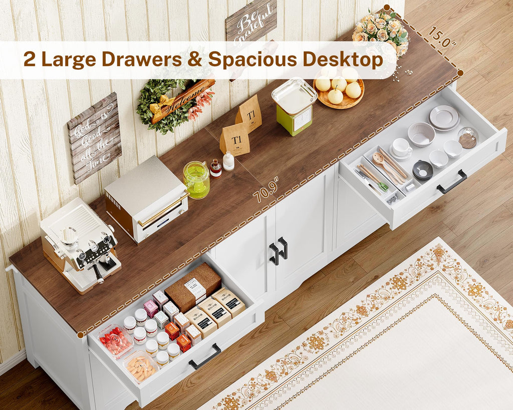 White Buffet Cabinet with Storage W633