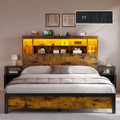 Queen Size Bed Frame with Storage Bookcase Headboard N11876