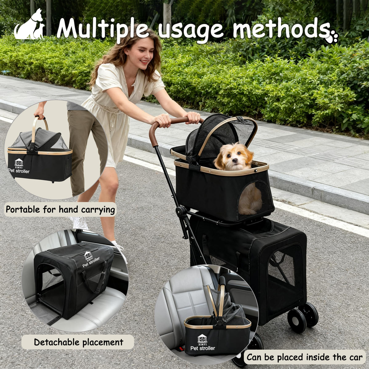 XL Extra-Large Double Pet Stroller with Weather Cover I78906
