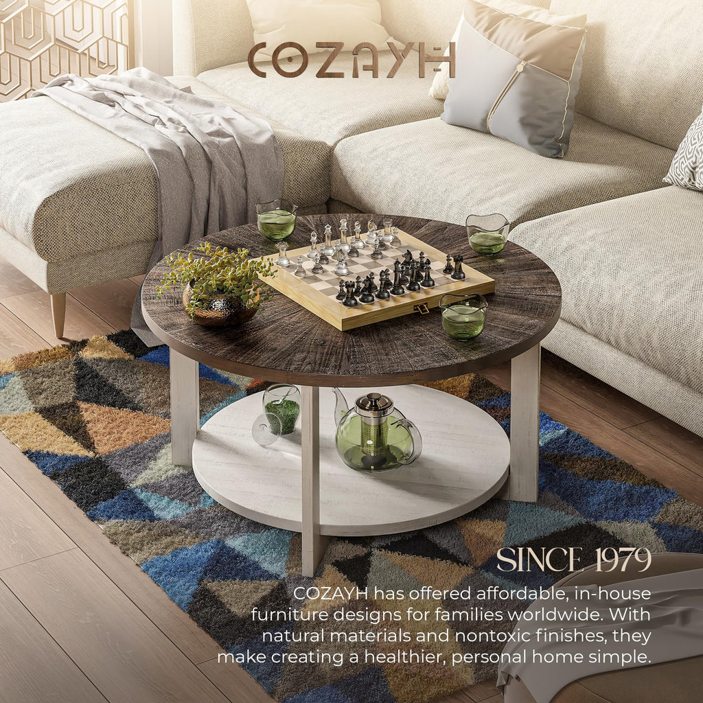 Round Farmhouse Coffee Table M3302