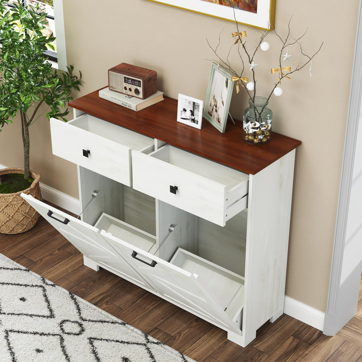 White 20 Gallon Tilt Out Trash Cabinet F290985
