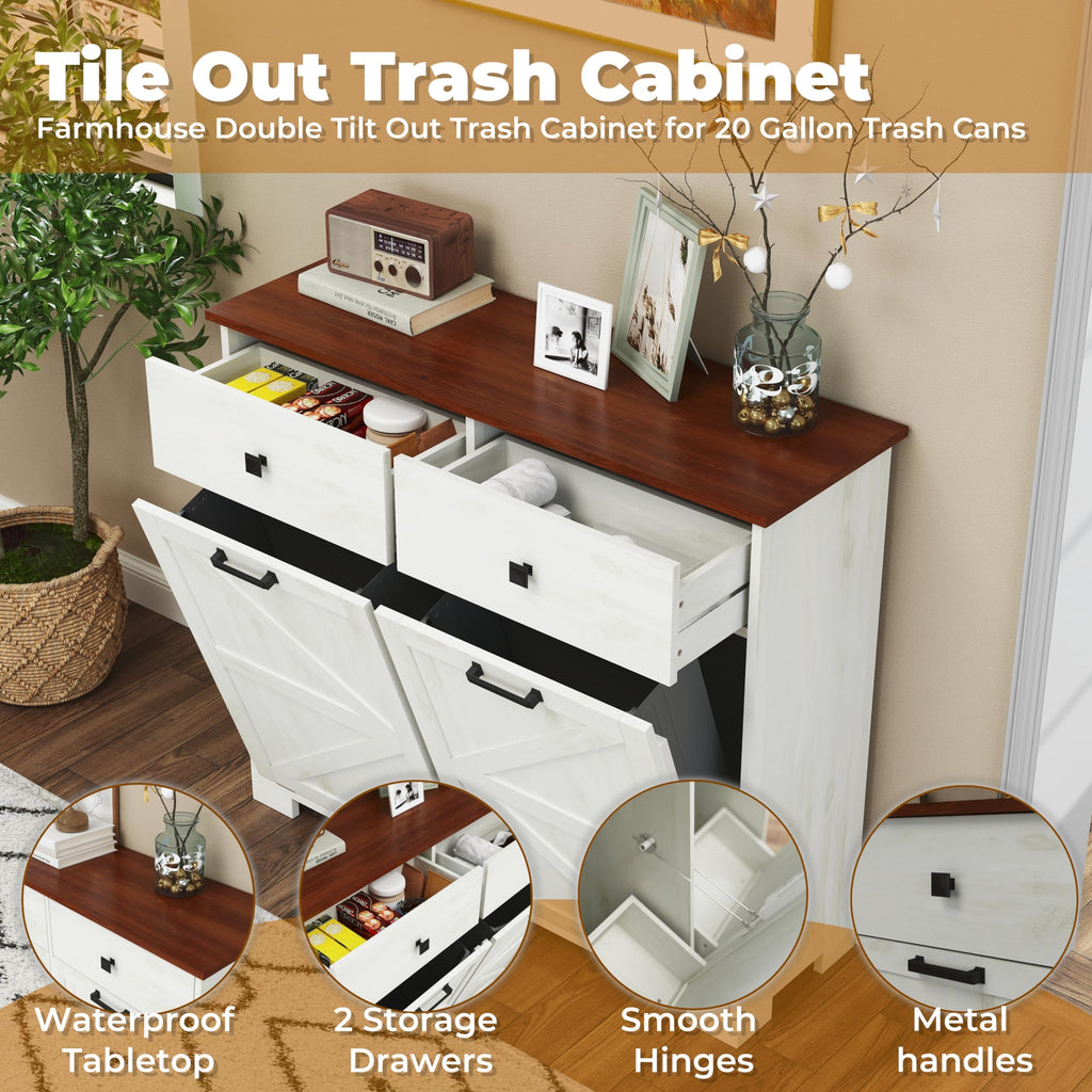 White 20 Gallon Tilt Out Trash Cabinet F290985
