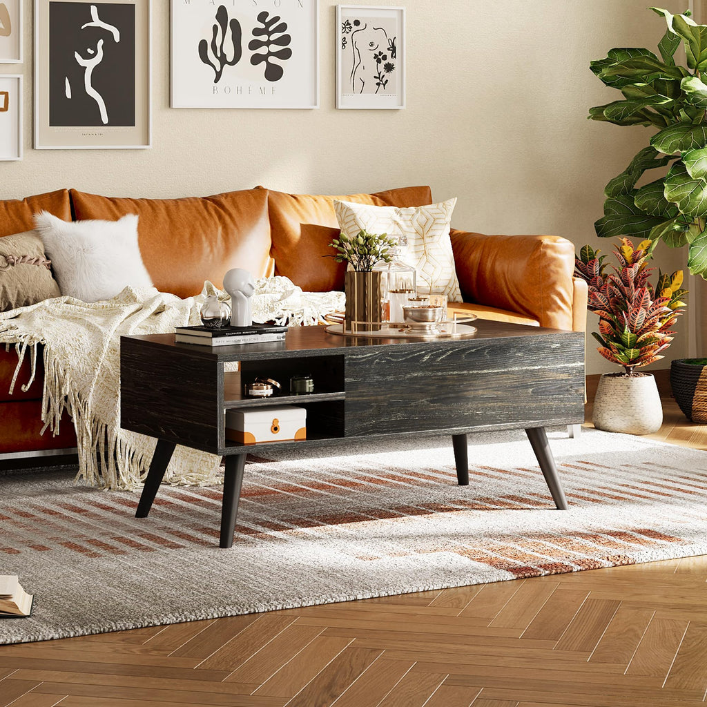 Lift Top Coffee Table with Hidden Storage, Black Q277