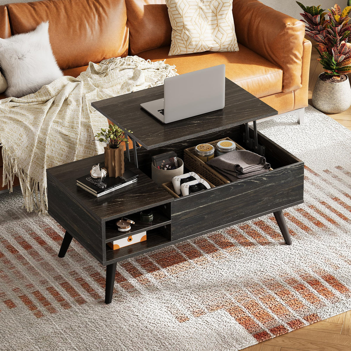 Lift Top Coffee Table with Hidden Storage, Black Q277