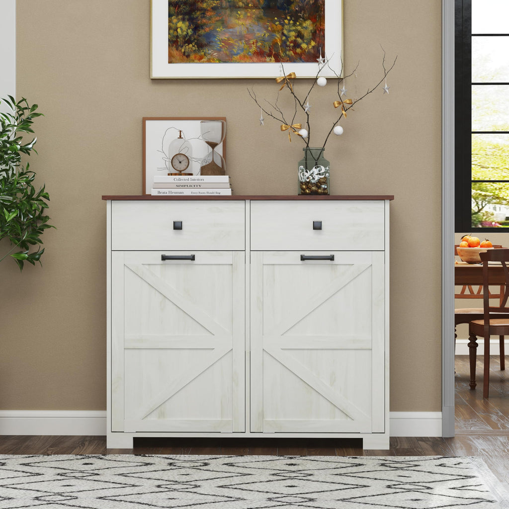 White 20 Gallon Tilt Out Trash Cabinet F290985