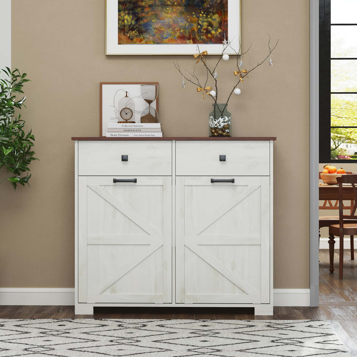 White 20 Gallon Tilt Out Trash Cabinet F290985
